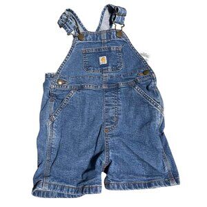 Carhartt Toddler Denim Overall Shorts Unisex 2T Blue Shortalls Spring Summer